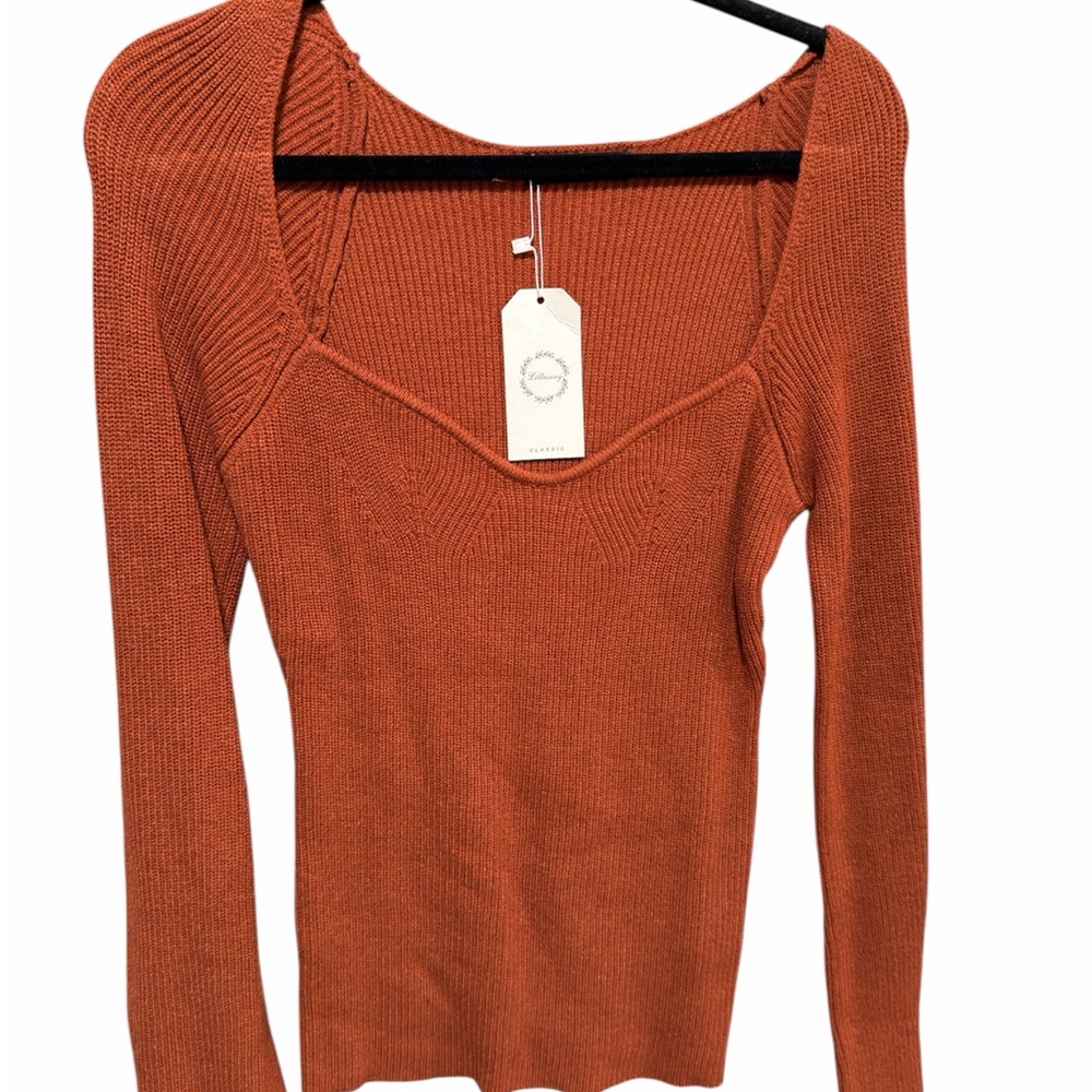 Elegant Rust Long Sleeve Knit Top